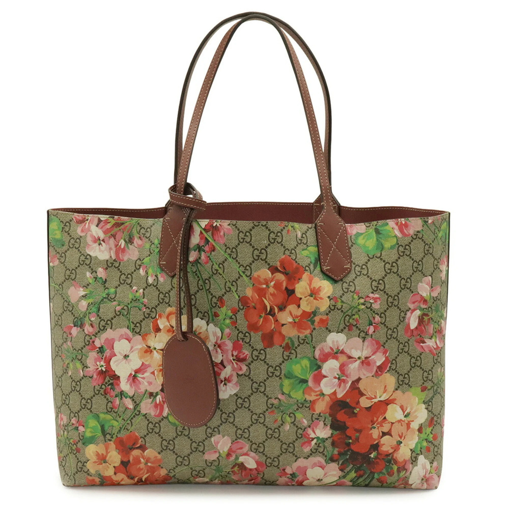 GUCCI GG Blooms Supreme Reversible Tote Bag/Shoulder Bag, Flower Pattern, Bei...